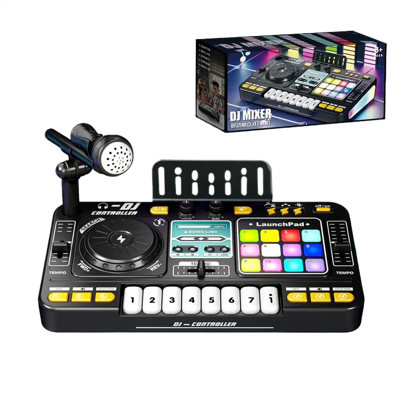 Kids Simulation DJ Mixer Controller Toys, Multi-function Music Effects Electronic Learning Game toys, Birthday Gift For Children