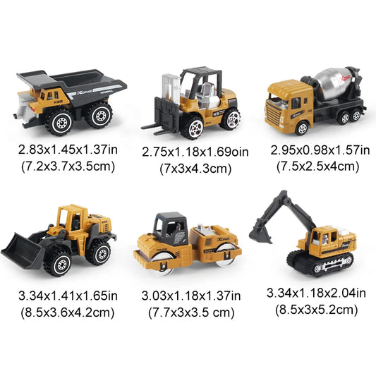 6pcs/set Alloy Engineering Truck Toy Loader Vehicle Excavator Tractor Toys Car Classic Construction Model for 3 years Boys Gifts