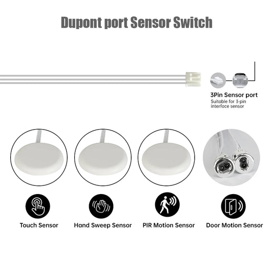 LED Strip Sensor Switch DC12 24V Touch/PIR Motion/Dual Door Sensor for Cabinet Closet & Drawer DIY Shelf Showcase Lighting