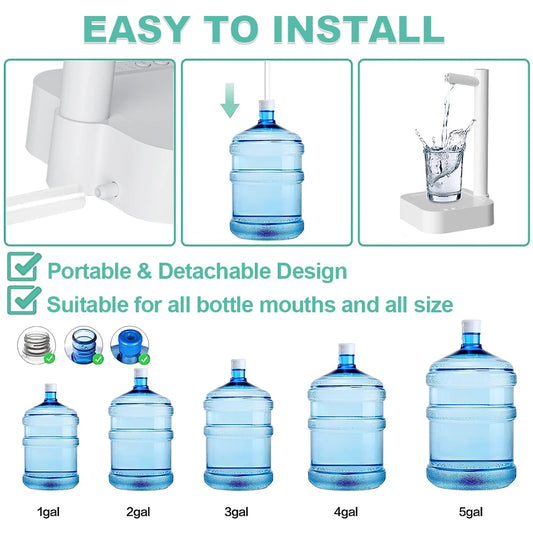Water Gallon Pump Portable Electric Water Dispenser for Household Camping Smart Automatic Drinking Water Bottle Gallon Pump