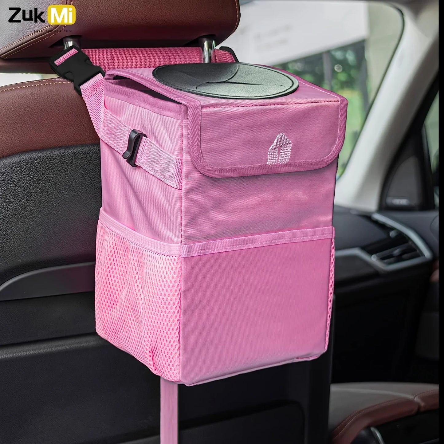Car Trash Can with Lid - Leakproof Trash Bin Car Garbage Can, Collapsible Automotive Truck Organizer and Storage Bag Car Accesso