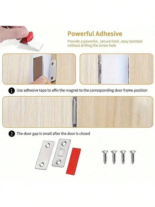 Magnetic Cabinet Catches Ultra Thin Door Strong Magnets Stopper Invisible Adhesive Drawer Magnet Lock for Kitchen Closet Closer