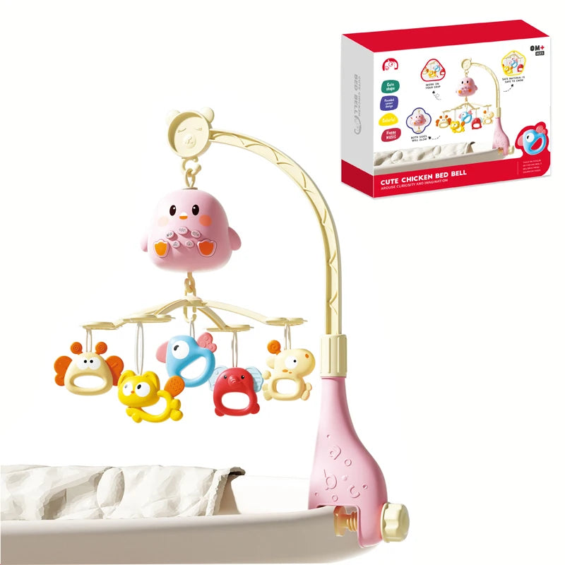 Baby Crib Bell Toys Musical Baby Crib Mobile with Lights Projection for 0-12Months Infants Crib Toys Bed Bell Toy Newborn Gifts