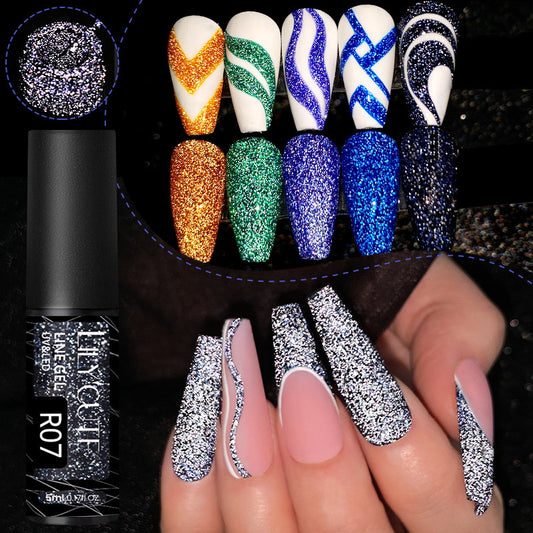 Nail Gel With A Glittery Brushed Finish And Reflective Sequins