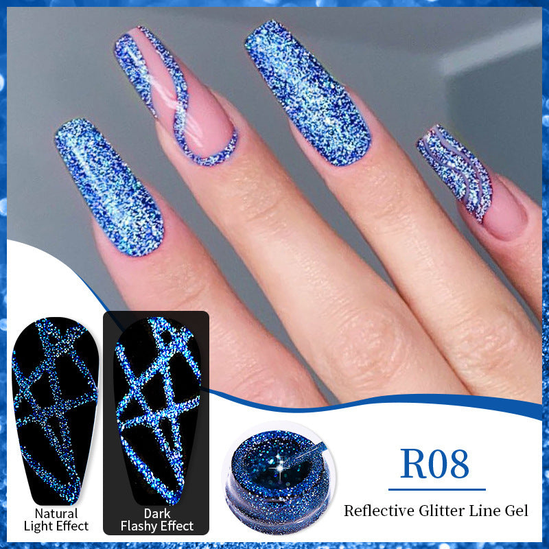 Nail Gel With A Glittery Brushed Finish And Reflective Sequins