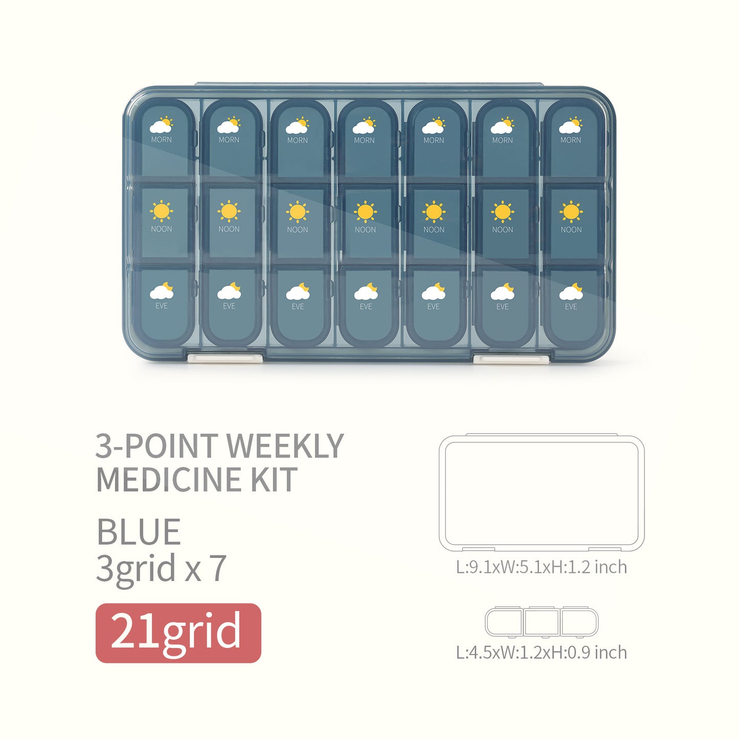 PILL ORGANIZER 1 Week Sealed Pill Box 21 Compartments 28 Compartments
