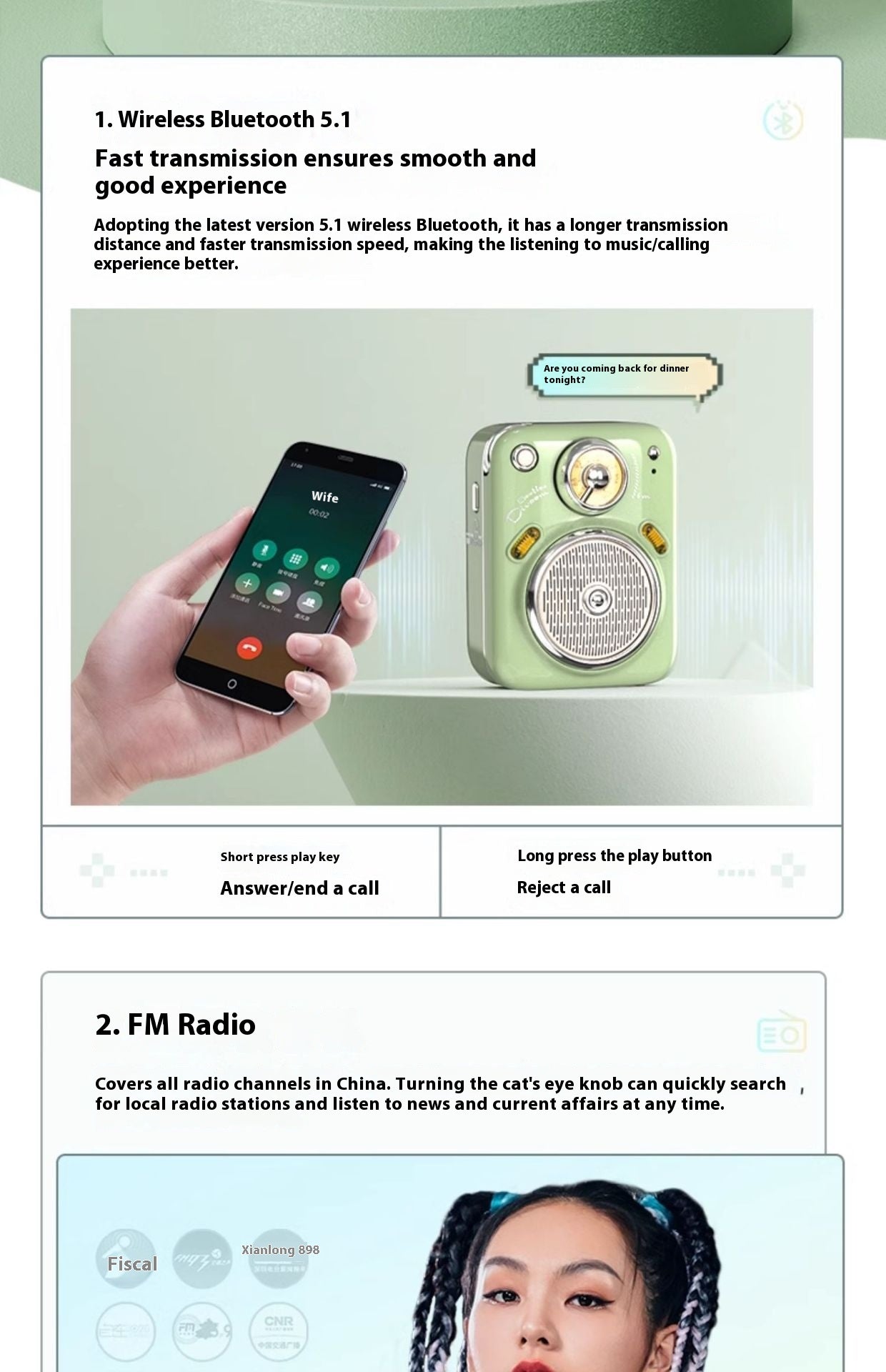 Bluetooth Mini-portable Audio Radio