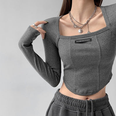 American Fishbone Brace Design Sense Bottoming Shirt Female