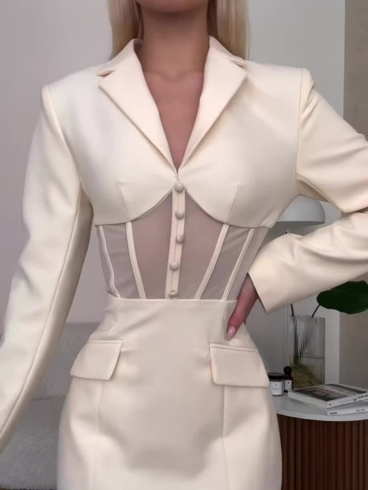 Bustier Paneled Mini Blazer Dress