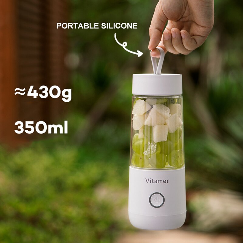 خلاط محمول سعة 350 مل، عصارة كهربائية قابلة لإعادة الشحن عبر منفذ USB، كوب سموثي، زجاجة عصير، أدوات مطبخ قابلة للشحن عبر منفذ USB