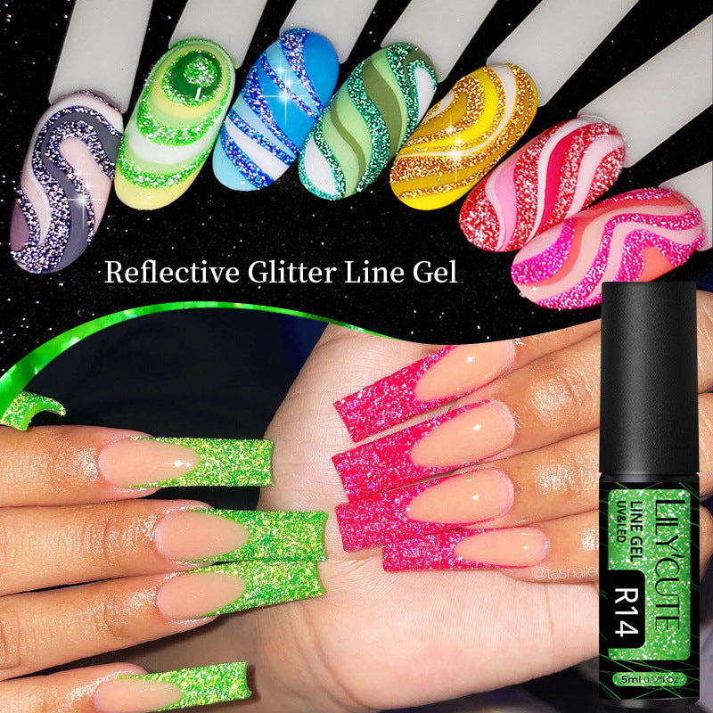 Nail Gel With A Glittery Brushed Finish And Reflective Sequins