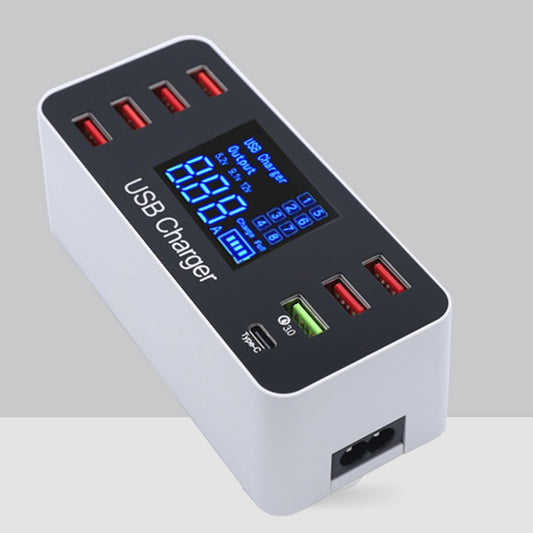 شاشة عرض رقمية LCD بثمانية منافذ، شاحن ذكي USB بثمانية منافذ