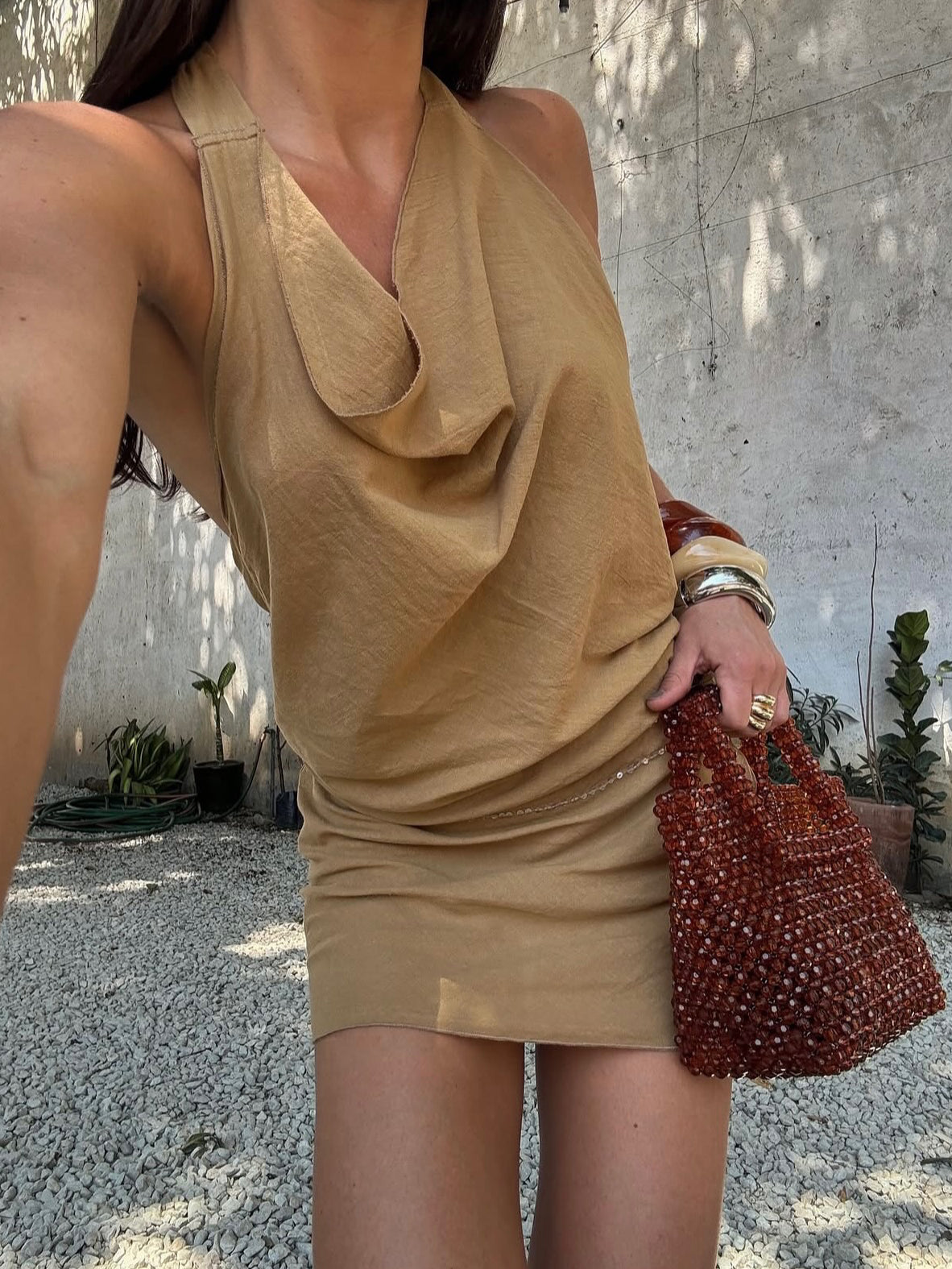 Halter Neck Backless Mini Dress
