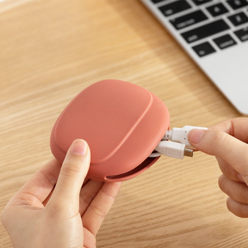 Silicone portable wired earphone storage box