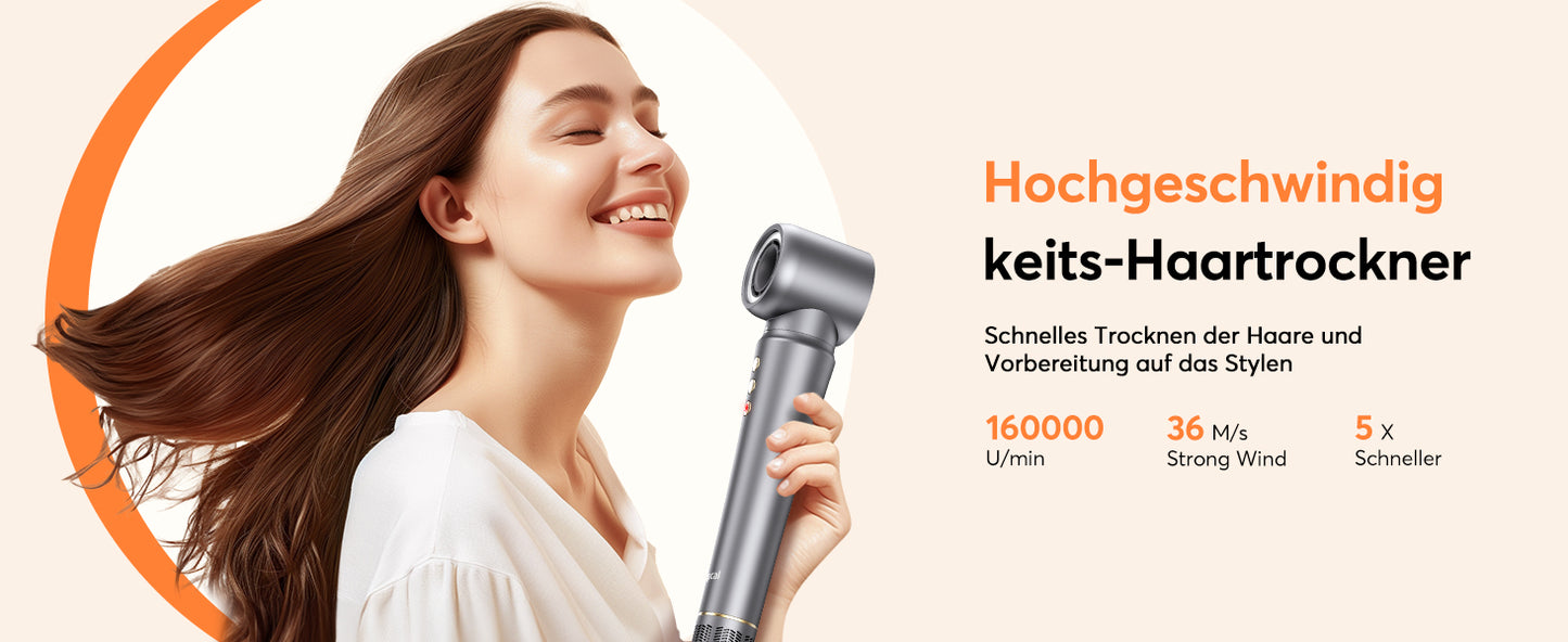 5-in-1 Hair Dryer 160000 rpm High-Speed Hair Styler for Quick Drying Multi Hair Styler with Automatic Air Curling Iron for women