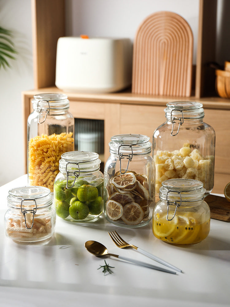 Round Glass Tea Jar Food Storage Box Preservation Container