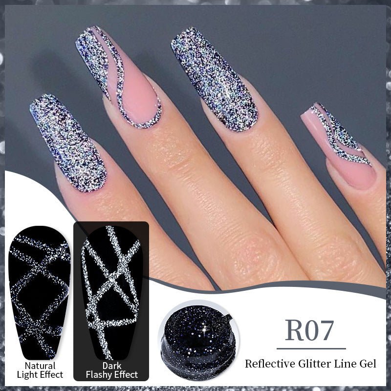 Nail Gel With A Glittery Brushed Finish And Reflective Sequins