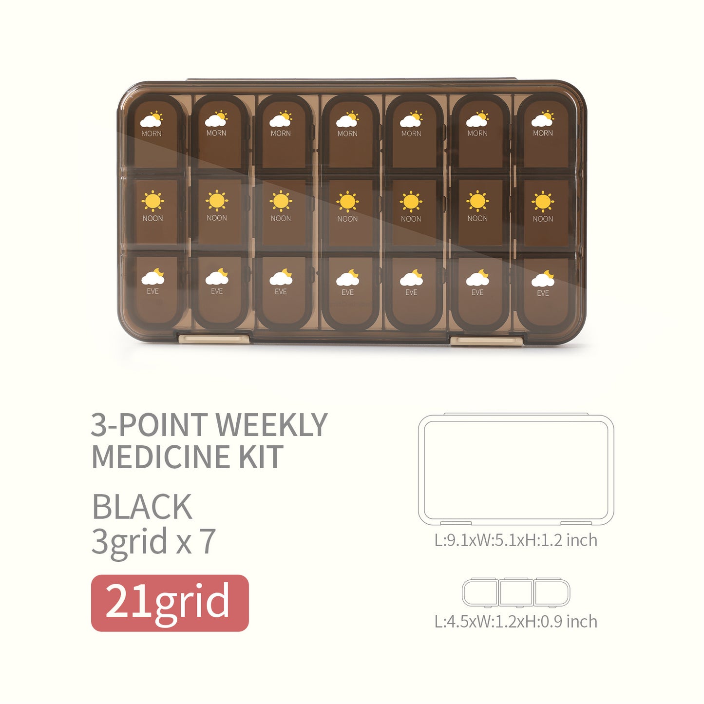 PILL ORGANIZER 1 Week Sealed Pill Box 21 Compartments 28 Compartments