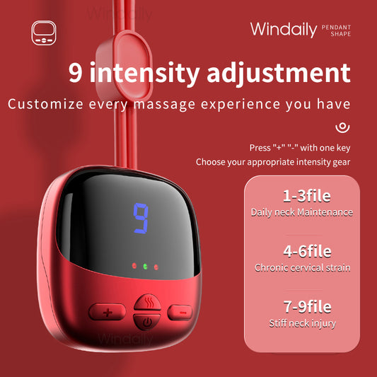 Mini Portable Hanging Neck Massager With Heat Electric EMS TENS Pulse Hot Compress Smart Cervical Spine Massager Shoulder