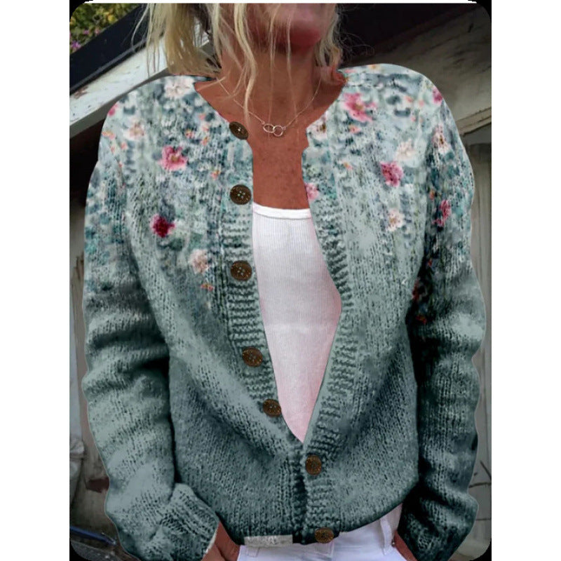 New Digital Printing Cardigan Coat For Women