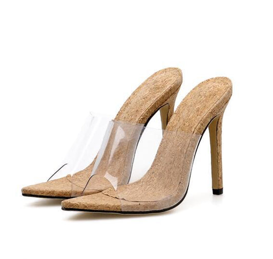 Fish Mouth Stiletto Transparent High-heeled Sandals And Slippers