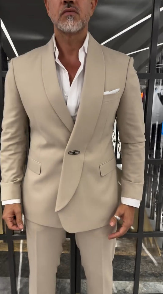 Куртка с воротником-шалью и застежкой на кнопки 