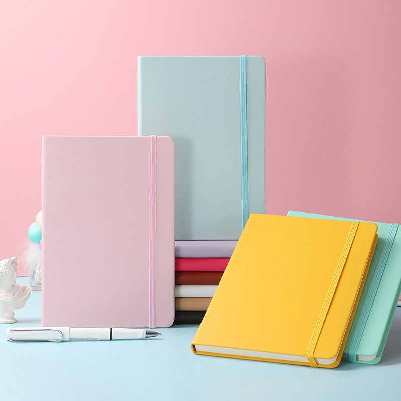 A5 Hard Case Pu Binding Band Notepad Cute Journal Book
