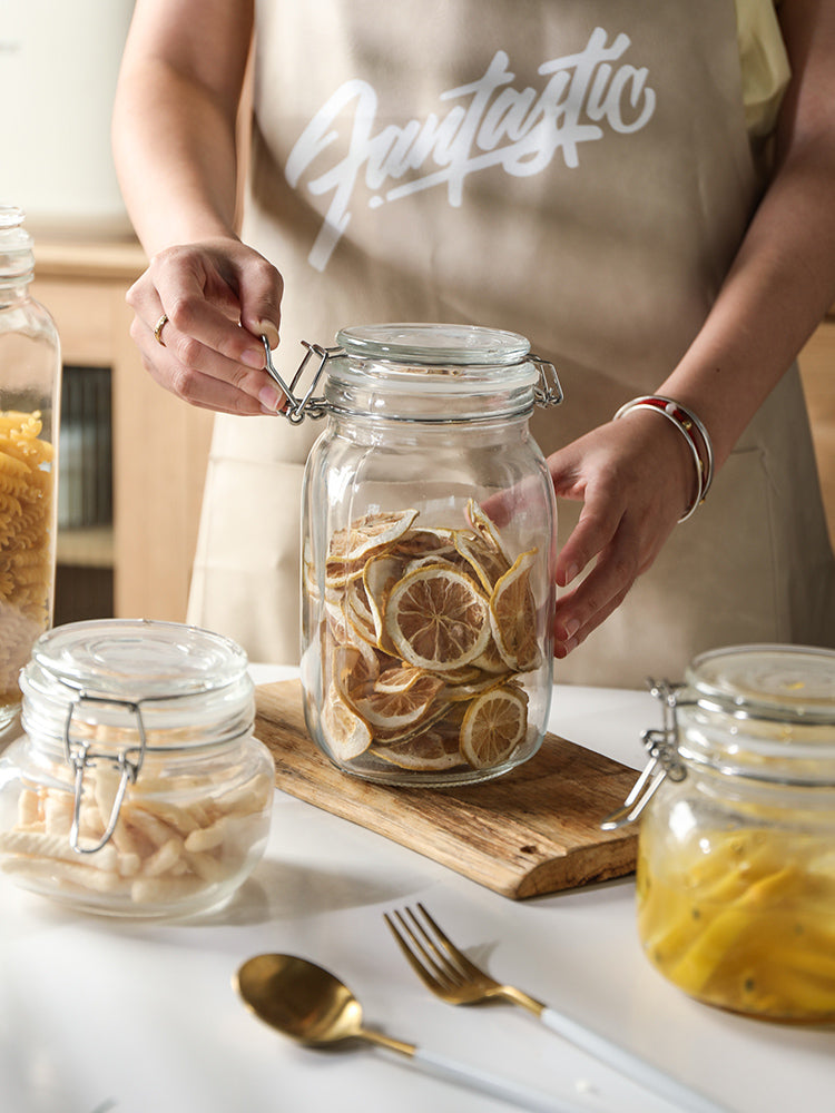 Round Glass Tea Jar Food Storage Box Preservation Container