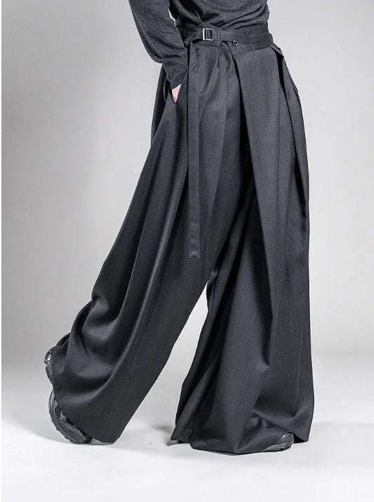 Men's Fashion Pleated Belted Trousers