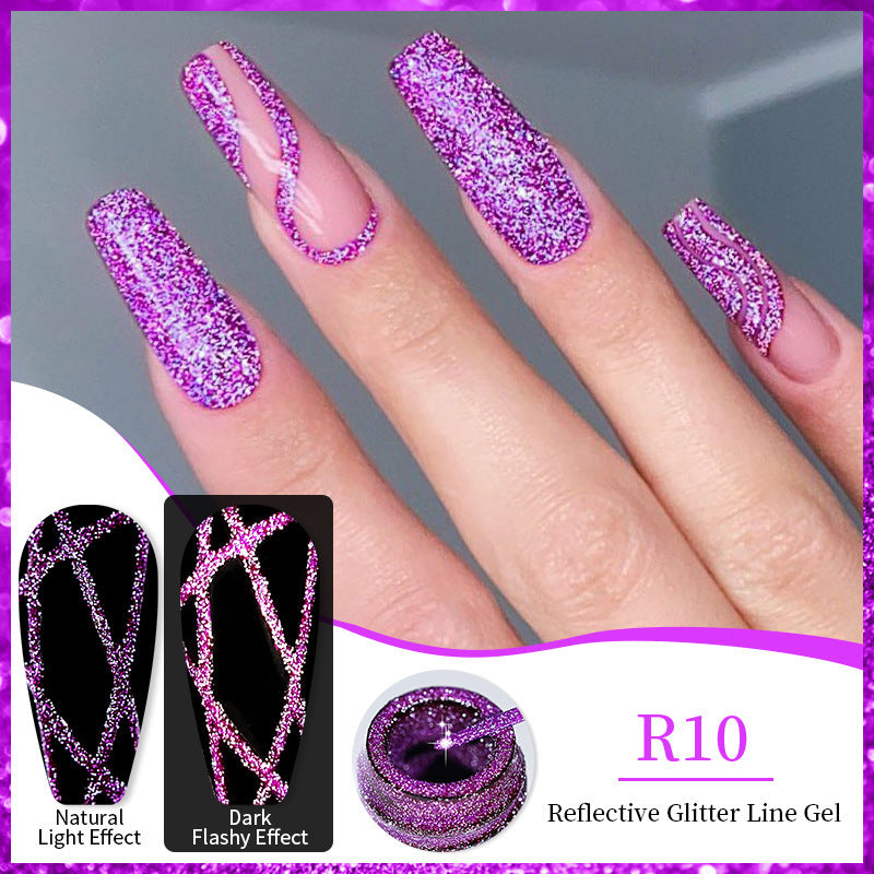 Nail Gel With A Glittery Brushed Finish And Reflective Sequins