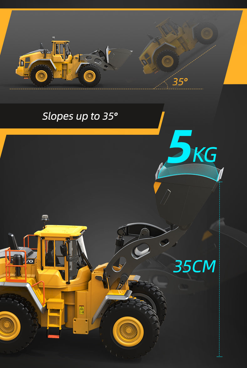 Toy Car 1/16 RC Full Metal Loader Excavator Electric Remote Control Alloy Rc Car Excavator Engineering Model Cars Boy Kids Toys