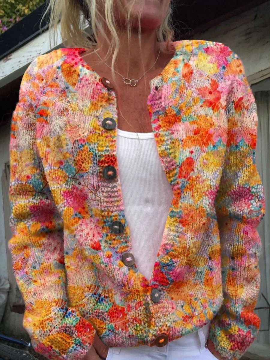 3D Digital Printing Cardigan Knitted Coat