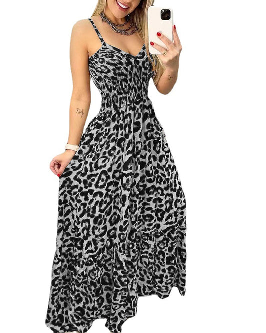 V-neck Brace Dress High Waist Temperament