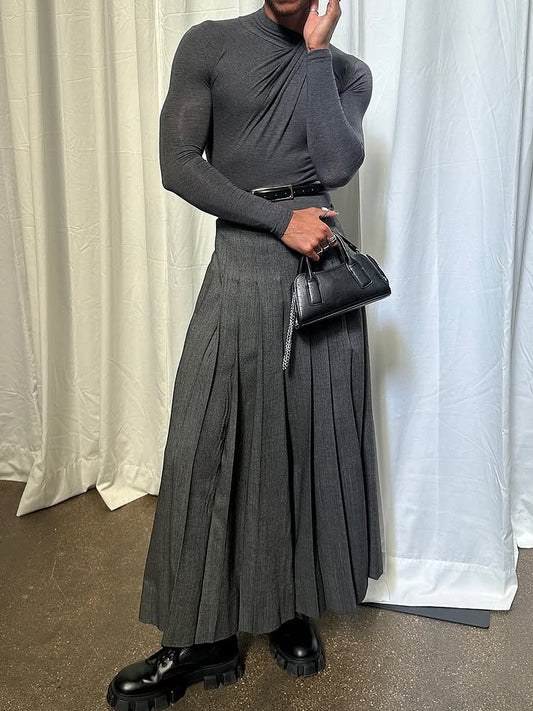 Men's Elegant Pleated Wide-Leg Pants