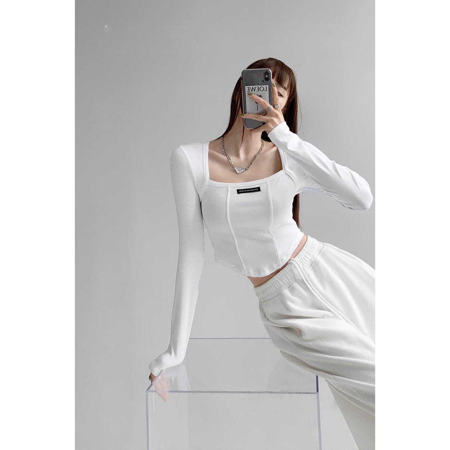 American Fishbone Brace Design Sense Bottoming Shirt Female