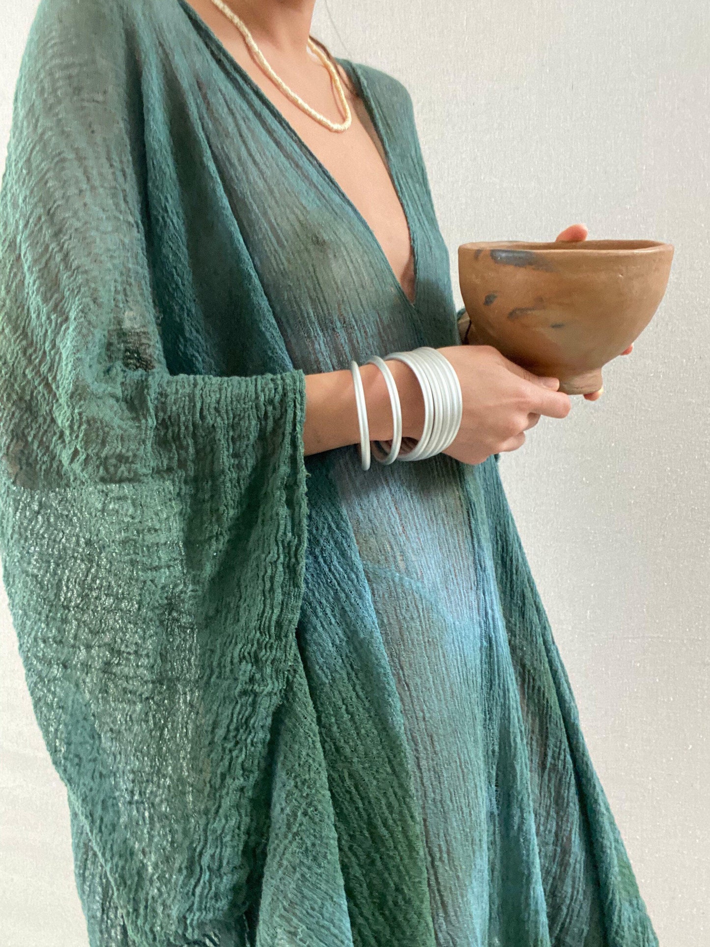 V-neck Bat Sleeve Loose Dress