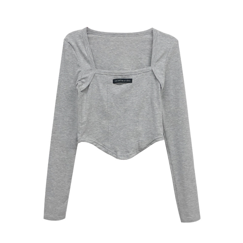 American Fishbone Brace Design Sense Bottoming Shirt Female