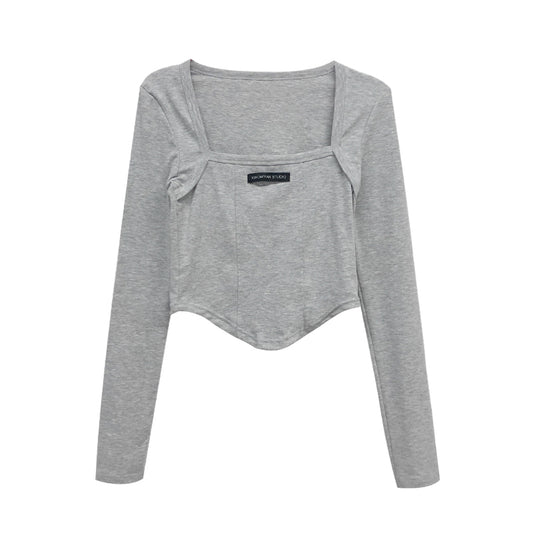American Fishbone Brace Design Sense Bottoming Shirt Female