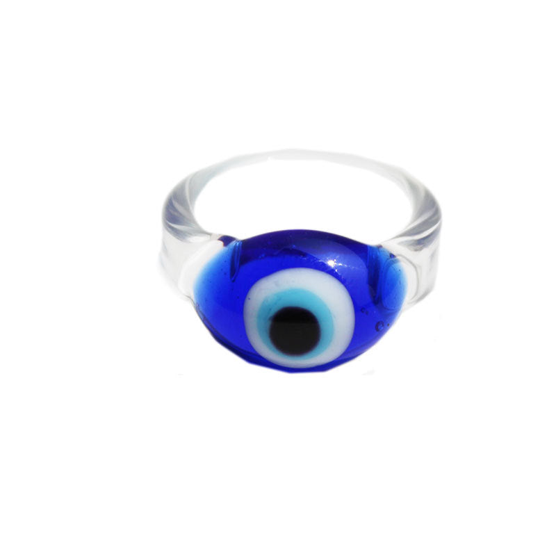 Blue Eye Clear Glass Knuckle Ring