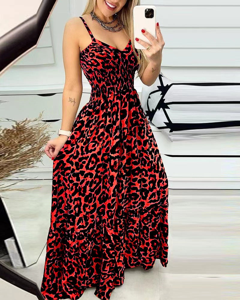 V-neck Brace Dress High Waist Temperament