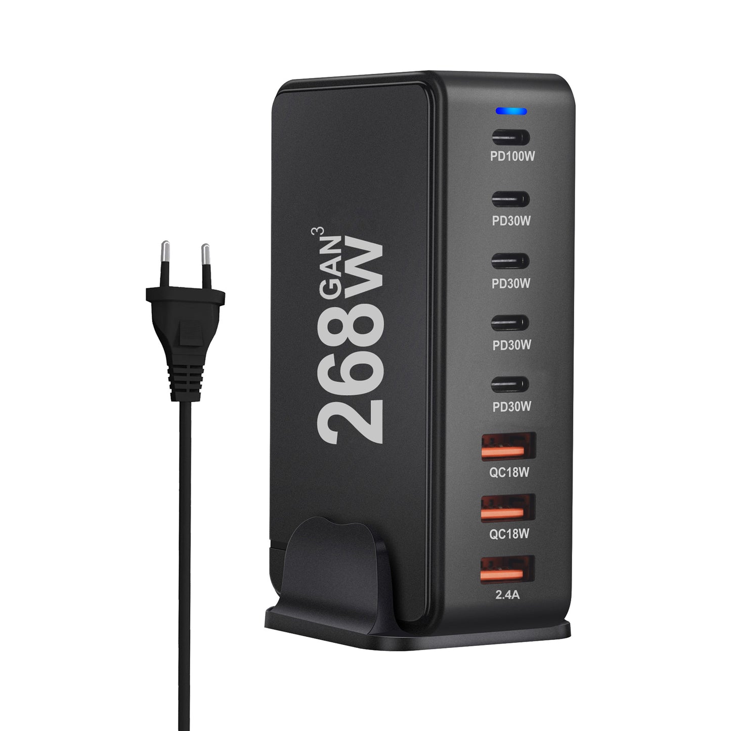 268W Gallium Nitride PD ChargerMulti-functional Desktop 5 C3A New 8-port Adapter