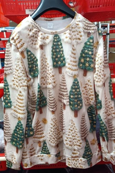 Little Flower Digital Printed Round Neck Sweater
