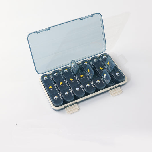 PILL ORGANIZER 1 Week Sealed Pill Box 21 Compartments 28 Compartments