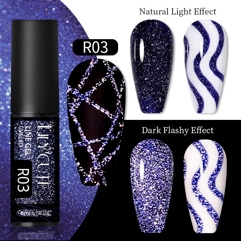 Nail Gel With A Glittery Brushed Finish And Reflective Sequins