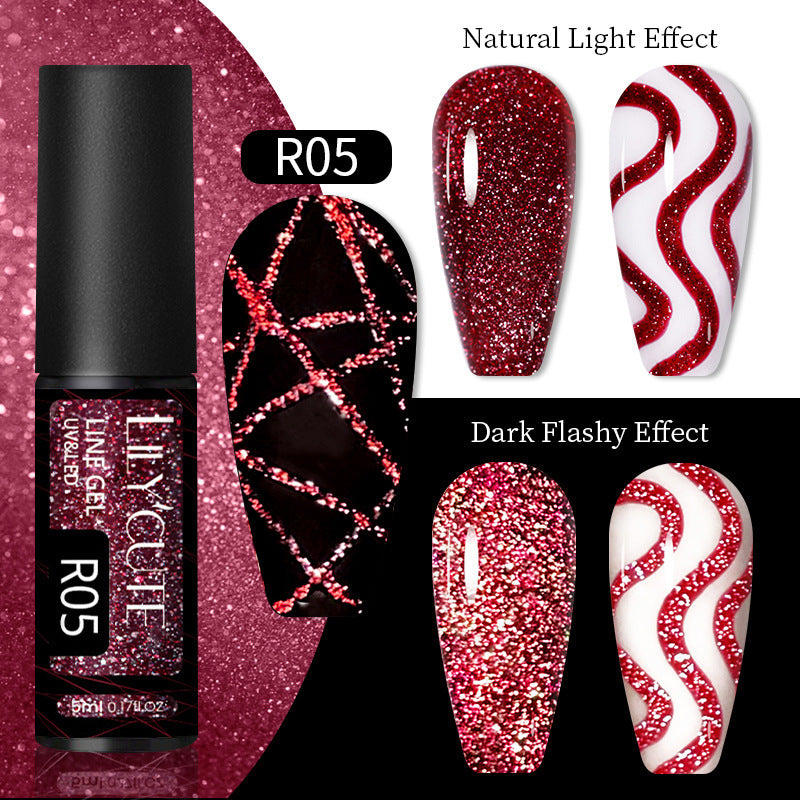 Nail Gel With A Glittery Brushed Finish And Reflective Sequins
