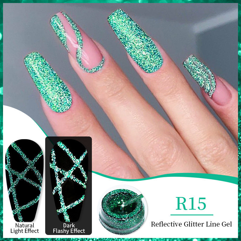 Nail Gel With A Glittery Brushed Finish And Reflective Sequins