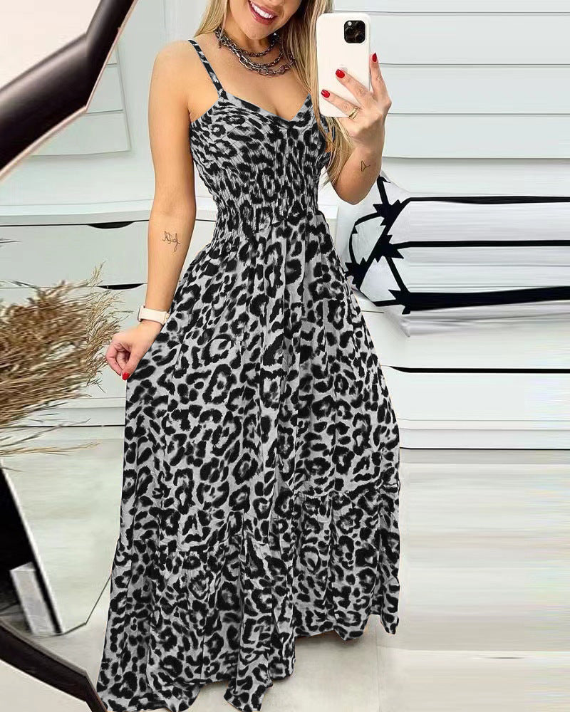 V-neck Brace Dress High Waist Temperament