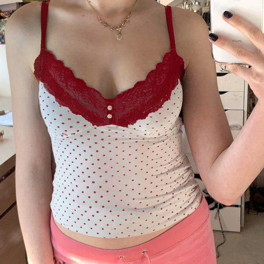 V-neck Slim Fit Polka Dot Brace Vest