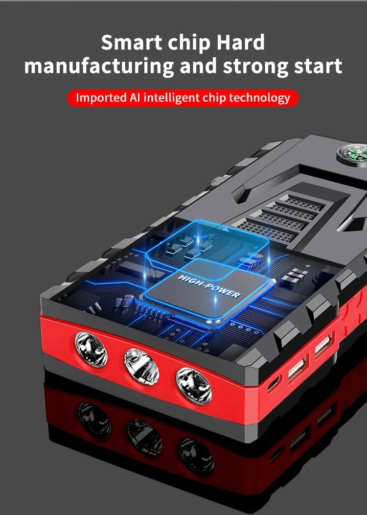 99800mAh Portable Car Jump Starter Peak 5000A Power Bank Charger 12V Auto Starting Device Petrol Diesel Car Emergency Battery