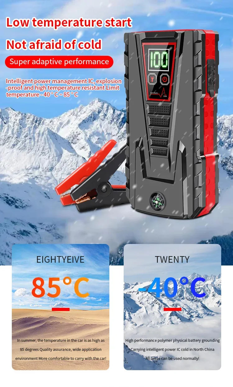 99800mAh Portable Car Jump Starter Peak 5000A Power Bank Charger 12V Auto Starting Device Petrol Diesel Car Emergency Battery